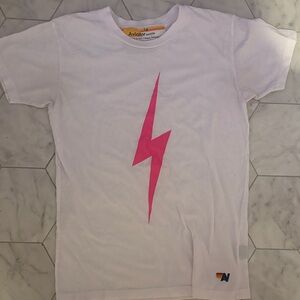 Aviator Nation Kids Tee with Pink Lightning